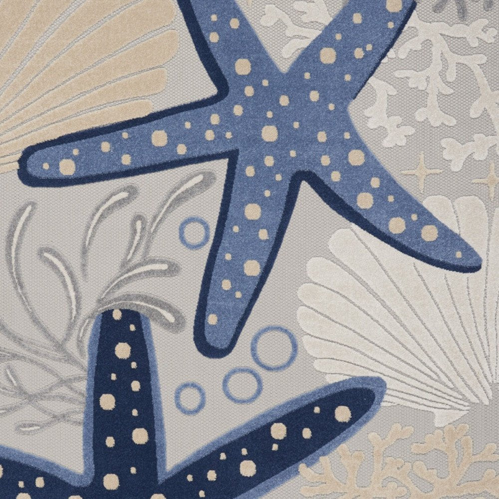 9' X 12' Blue And Gray Starfish Indoor Outdoor Area Rug — view 2