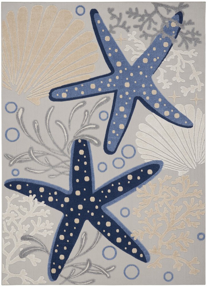 10' X 13' Blue And Gray Starfish Indoor Outdoor Area Rug — view 7