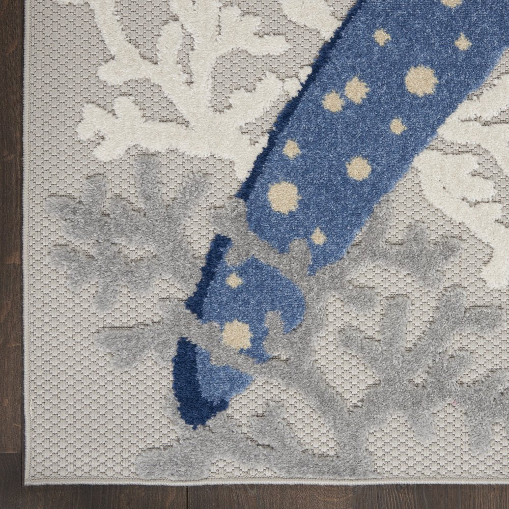 10' X 13' Blue And Gray Starfish Indoor Outdoor Area Rug HomeRoots