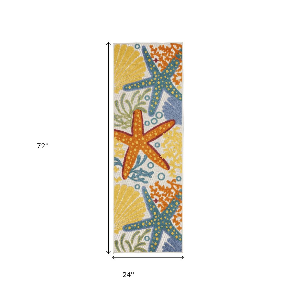 6' Blue And Yellow Indoor Outdoor Runner Rug — view 4
