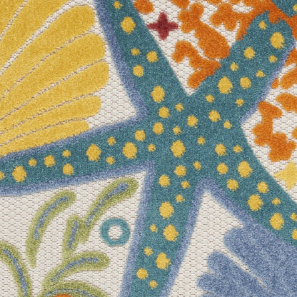 6' Blue And Yellow Indoor Outdoor Runner Rug HomeRoots