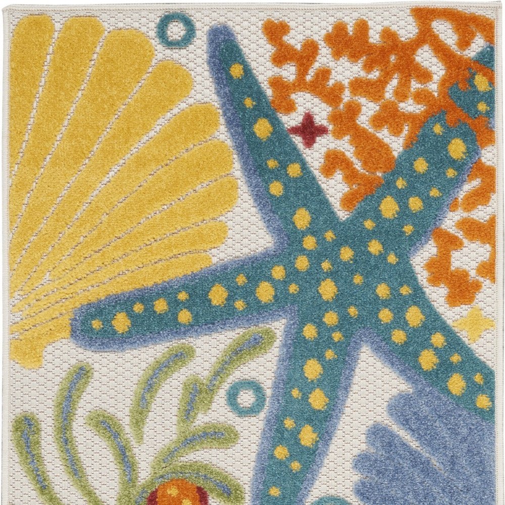 6' Blue And Yellow Indoor Outdoor Runner Rug HomeRoots