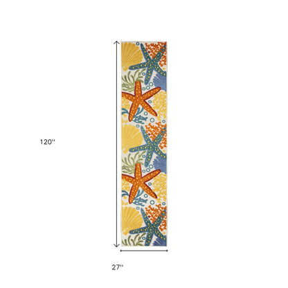 10' Blue And Yellow Indoor Outdoor Runner Rug HomeRoots