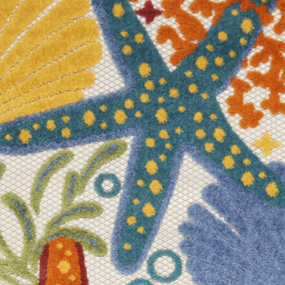 10' Blue And Yellow Indoor Outdoor Runner Rug — view 1
