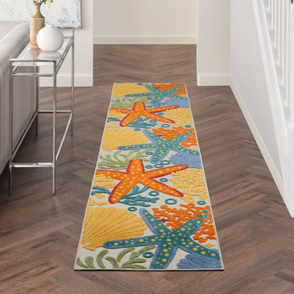 10' Blue And Yellow Indoor Outdoor Runner Rug HomeRoots
