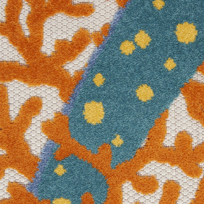 12' Blue And Yellow Indoor Outdoor Runner Rug HomeRoots