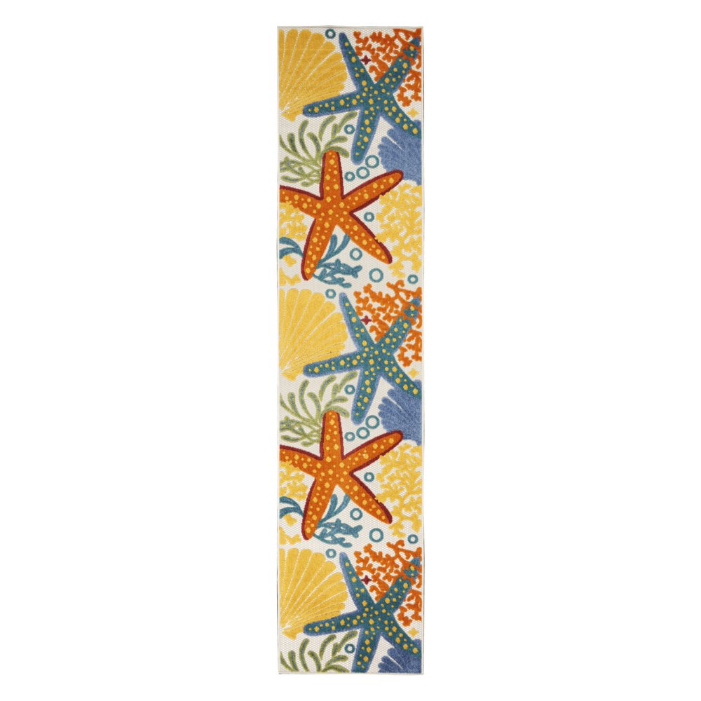 12' Blue And Yellow Indoor Outdoor Runner Rug — view 2