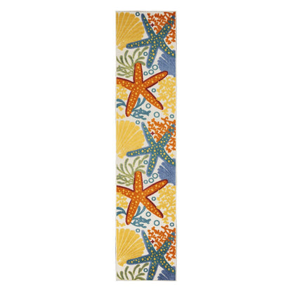 12' Blue And Yellow Indoor Outdoor Runner Rug HomeRoots
