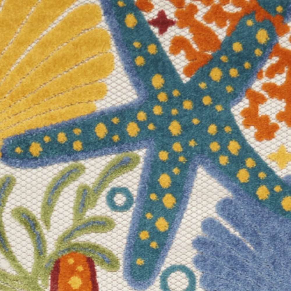 12' Blue And Yellow Indoor Outdoor Runner Rug HomeRoots