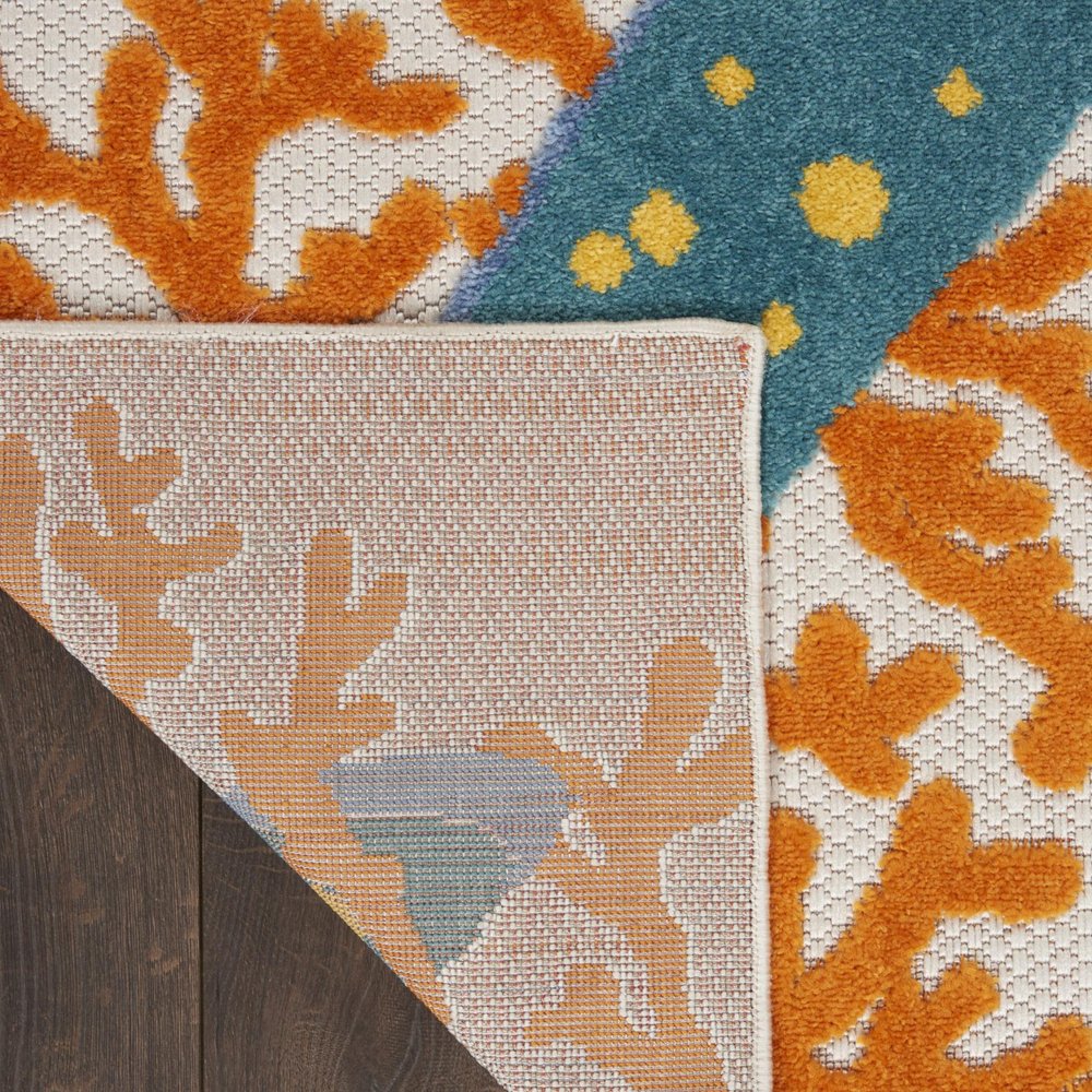 8' Blue And Orange Indoor Outdoor Runner Rug HomeRoots