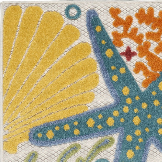 8' Blue And Orange Indoor Outdoor Runner Rug