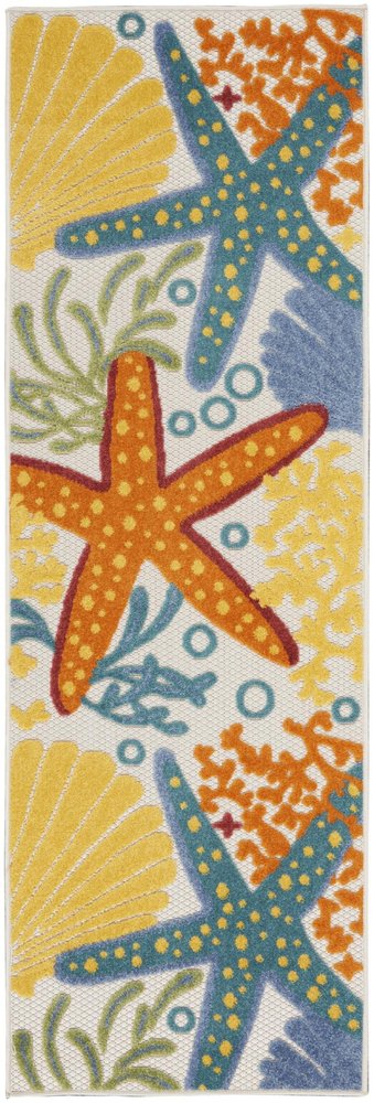 8' Blue And Orange Indoor Outdoor Runner Rug HomeRoots