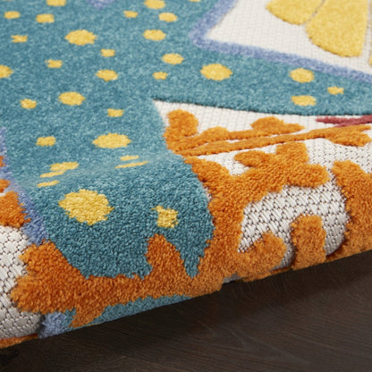 3' X 4' Blue And Yellow Indoor Outdoor Area Rug HomeRoots
