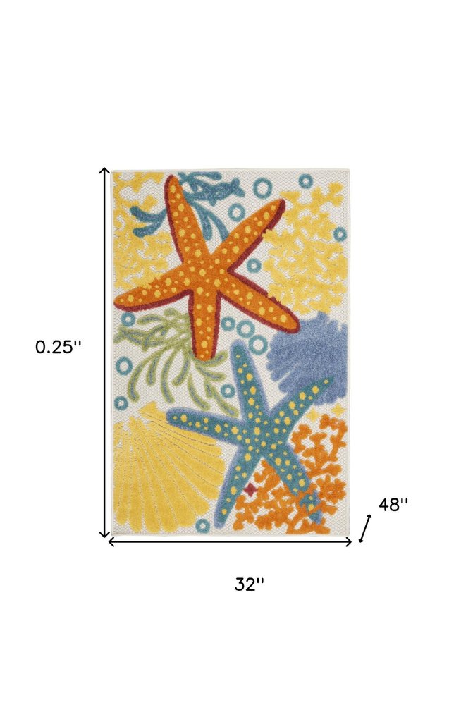 3' X 4' Blue And Yellow Indoor Outdoor Area Rug HomeRoots