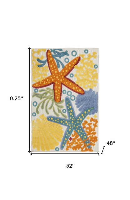 3' X 4' Blue And Yellow Indoor Outdoor Area Rug HomeRoots