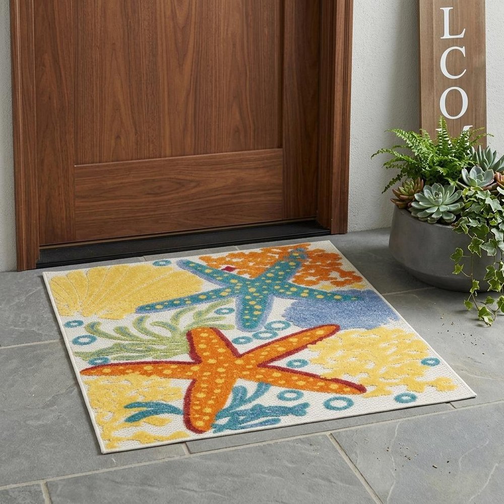 3' X 4' Blue And Yellow Indoor Outdoor Area Rug HomeRoots