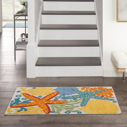 3' X 4' Blue And Yellow Indoor Outdoor Area Rug HomeRoots