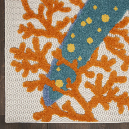 9' X 12' Blue And Yellow Indoor Outdoor Area Rug