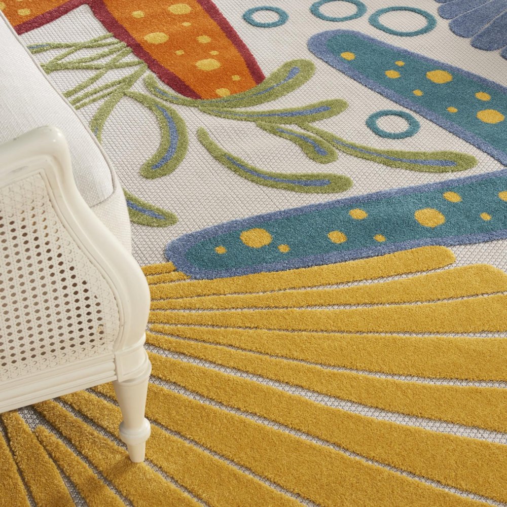 9' X 12' Blue And Yellow Indoor Outdoor Area Rug — view 6