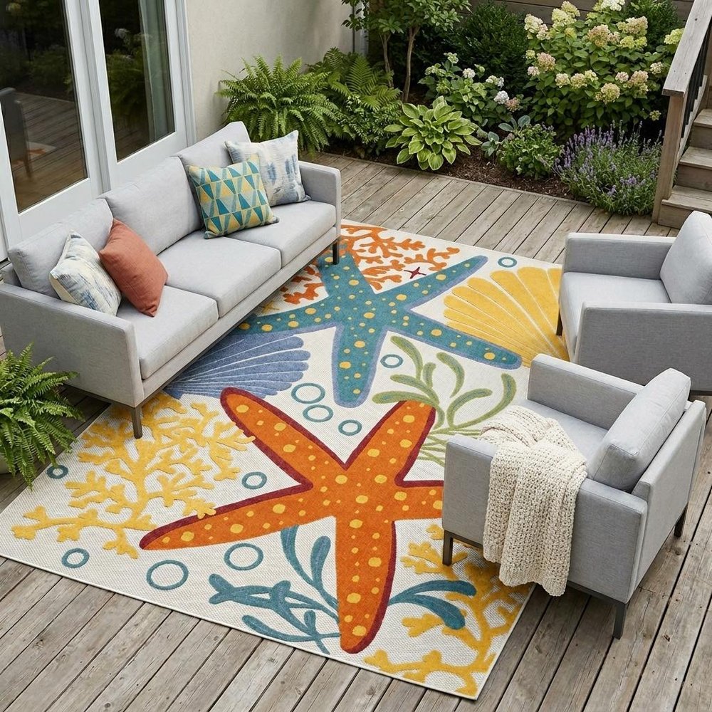 10' X 13' Blue And Yellow Indoor Outdoor Area Rug — view 11