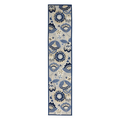 10' Blue And Gray Indoor Outdoor Runner Rug HomeRoots