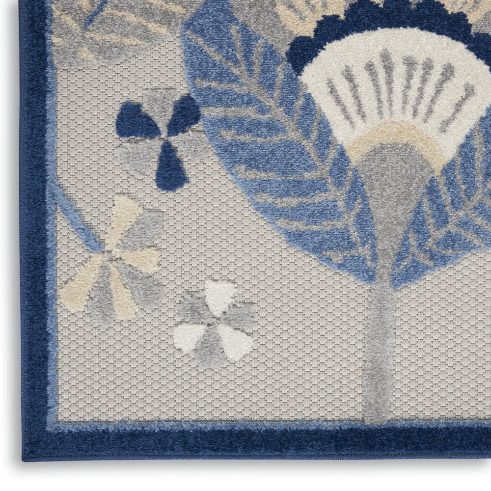 10' Blue And Gray Indoor Outdoor Runner Rug — view 6