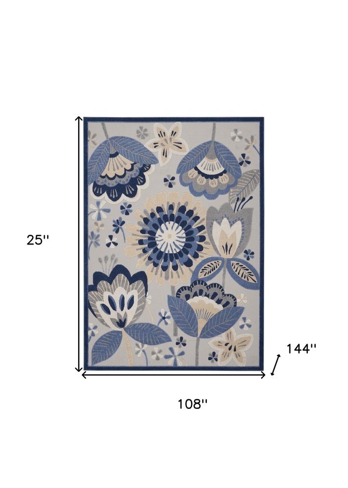 9' X 12' Blue And Gray Indoor Outdoor Area Rug — view 1