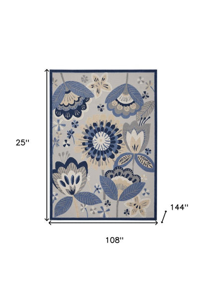 9' X 12' Blue And Gray Indoor Outdoor Area Rug HomeRoots