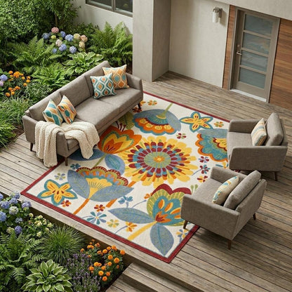 12' X 15' Blue And Yellow Indoor Outdoor Area Rug HomeRoots