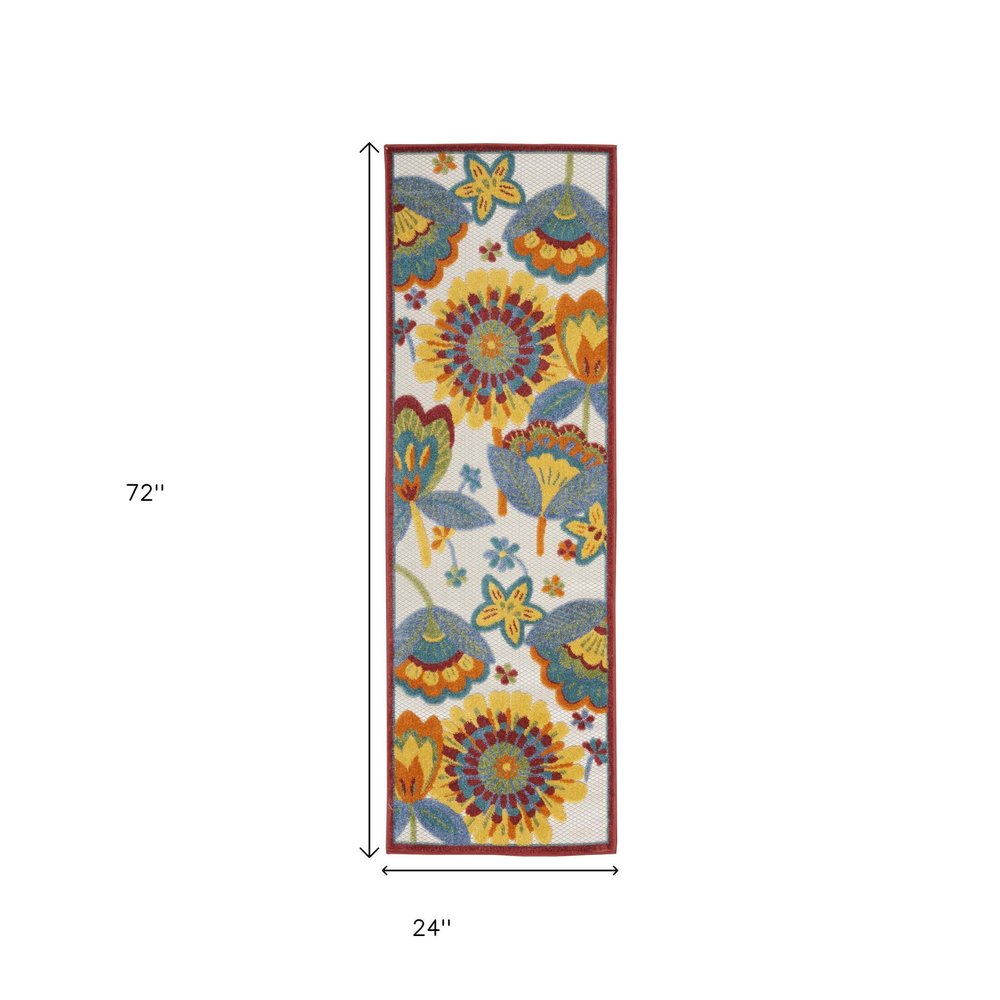 6' Yellow And Red Indoor Outdoor Runner Rug HomeRoots