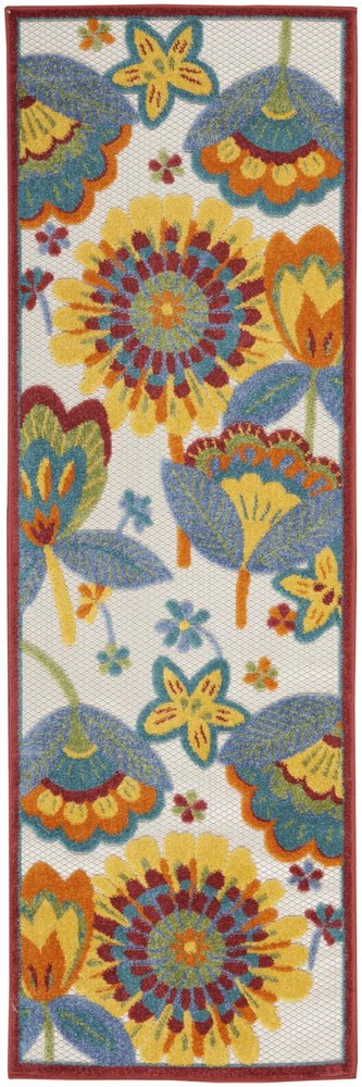 6' Yellow And Red Indoor Outdoor Runner Rug HomeRoots
