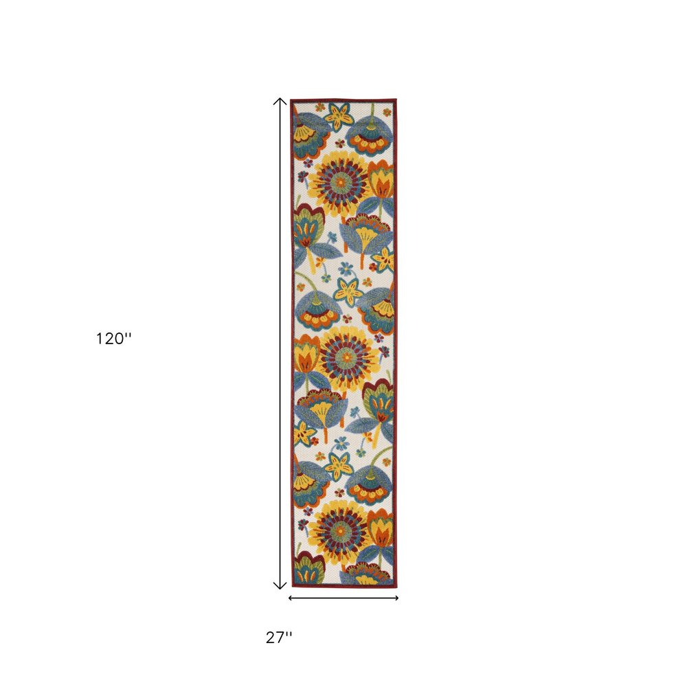 10' Blue And Yellow Indoor Outdoor Runner Rug HomeRoots