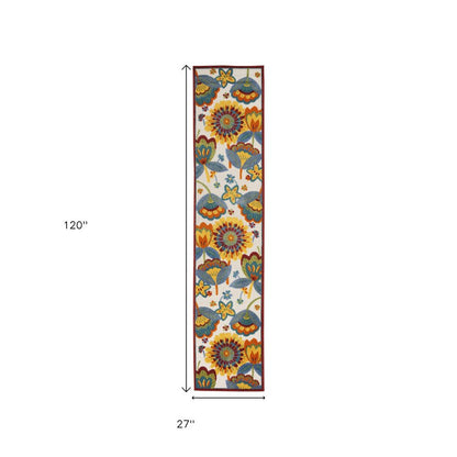 10' Blue And Yellow Indoor Outdoor Runner Rug HomeRoots