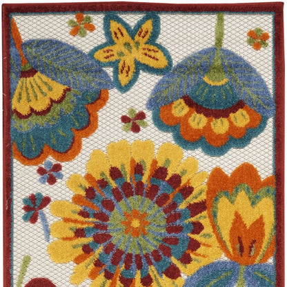 10' Blue And Yellow Indoor Outdoor Runner Rug HomeRoots