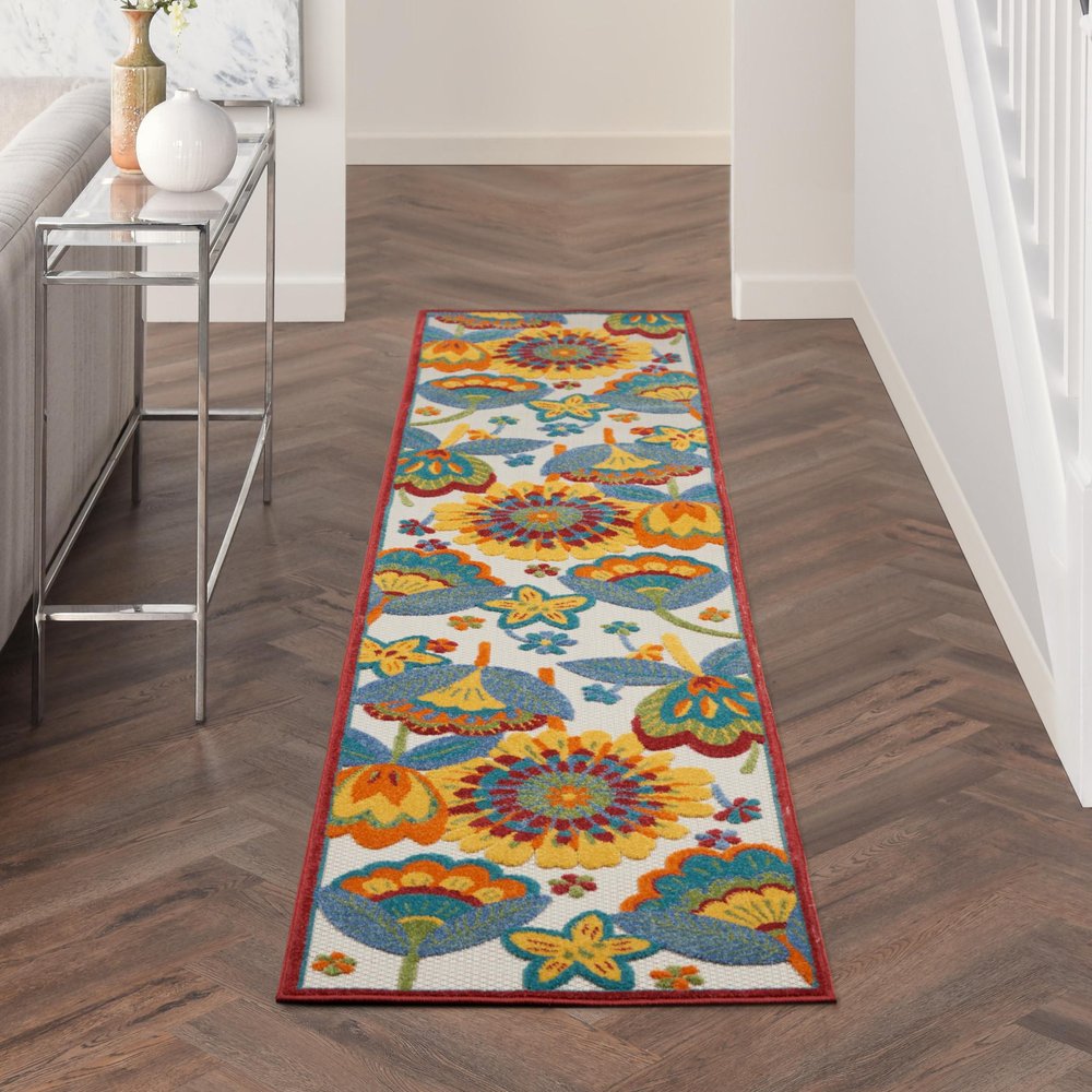 10' Blue And Yellow Indoor Outdoor Runner Rug HomeRoots