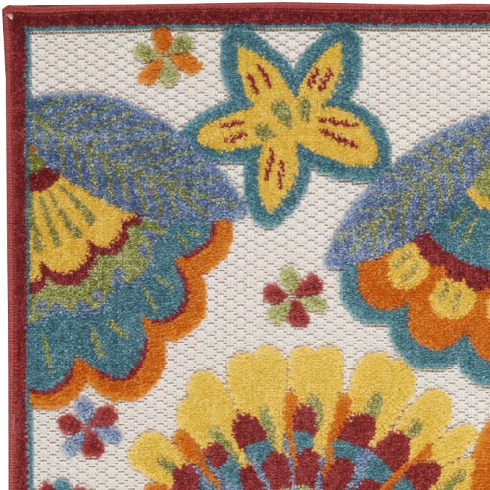 8' Yellow And Red Indoor Outdoor Runner Rug HomeRoots
