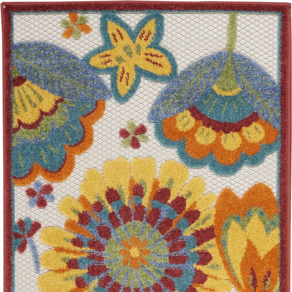 8' Yellow And Red Indoor Outdoor Runner Rug — view 2