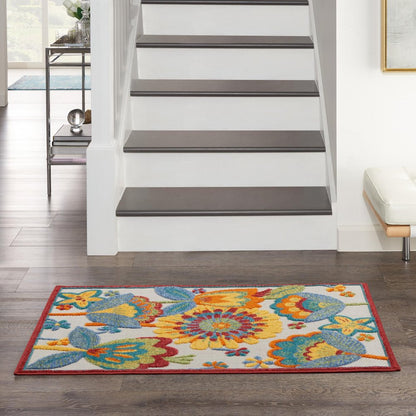 3' X 4' Yellow And Ivory Indoor Outdoor Area Rug HomeRoots