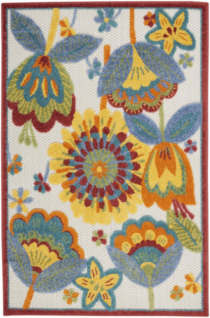 3' X 4' Yellow And Ivory Indoor Outdoor Area Rug HomeRoots