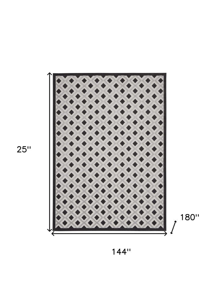 12' X 15' Black And White Gingham Non Skid Indoor Outdoor Area Rug HomeRoots
