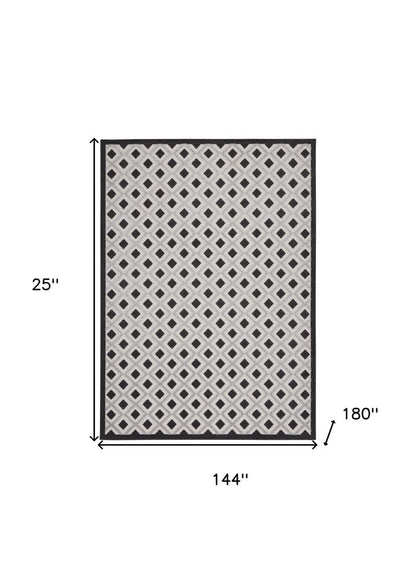 12' X 15' Black And White Gingham Non Skid Indoor Outdoor Area Rug HomeRoots