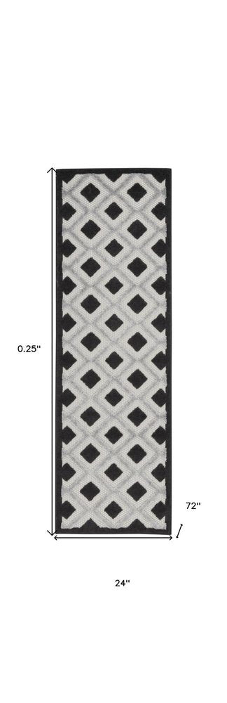 6' Black And White Indoor Outdoor Runner Rug HomeRoots