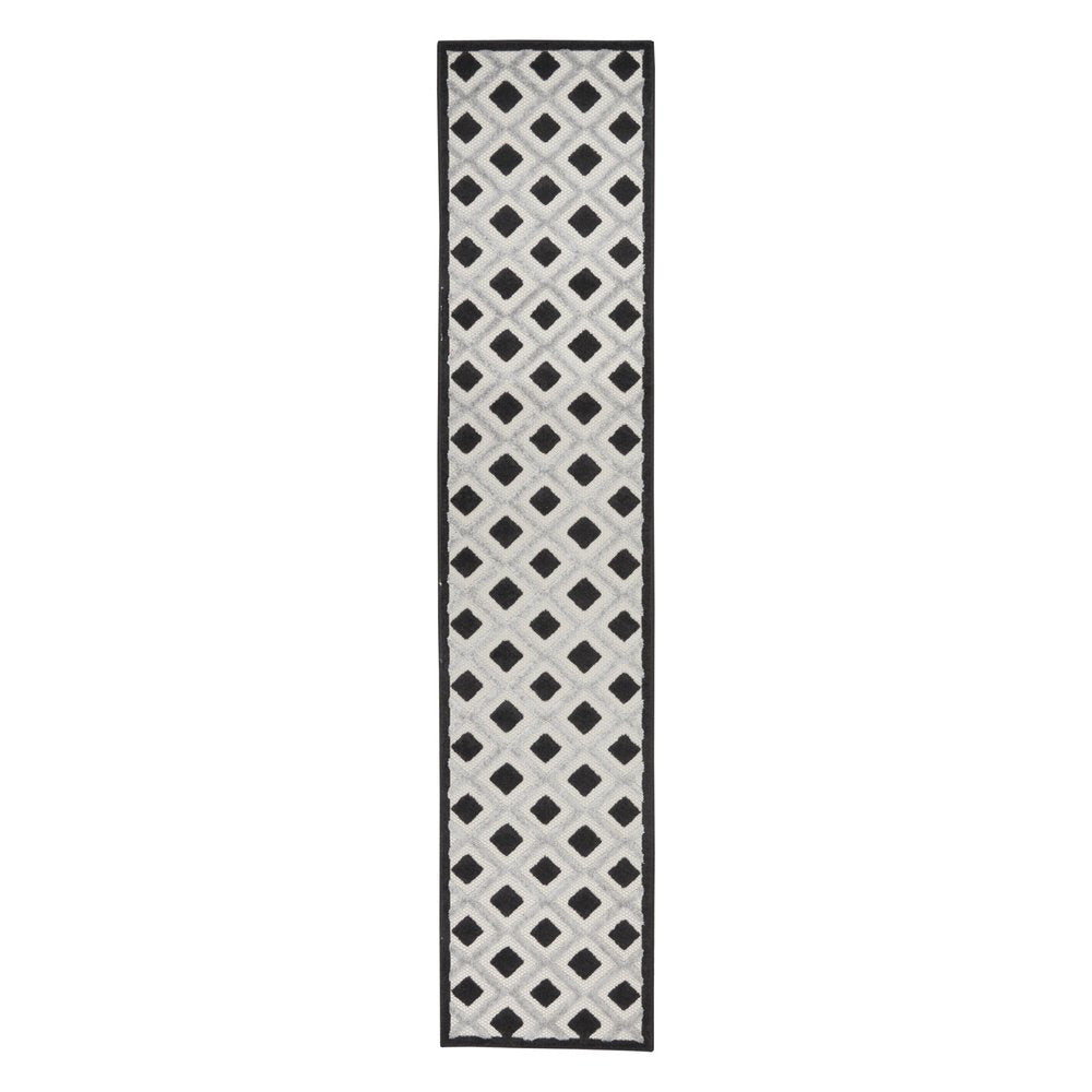 10' Black And White Indoor Outdoor Runner Rug — view 11