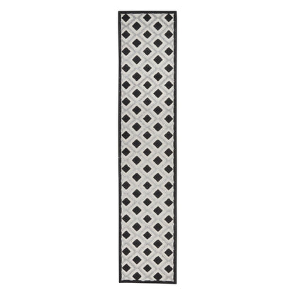 12' Black And White Indoor Outdoor Runner Rug HomeRoots