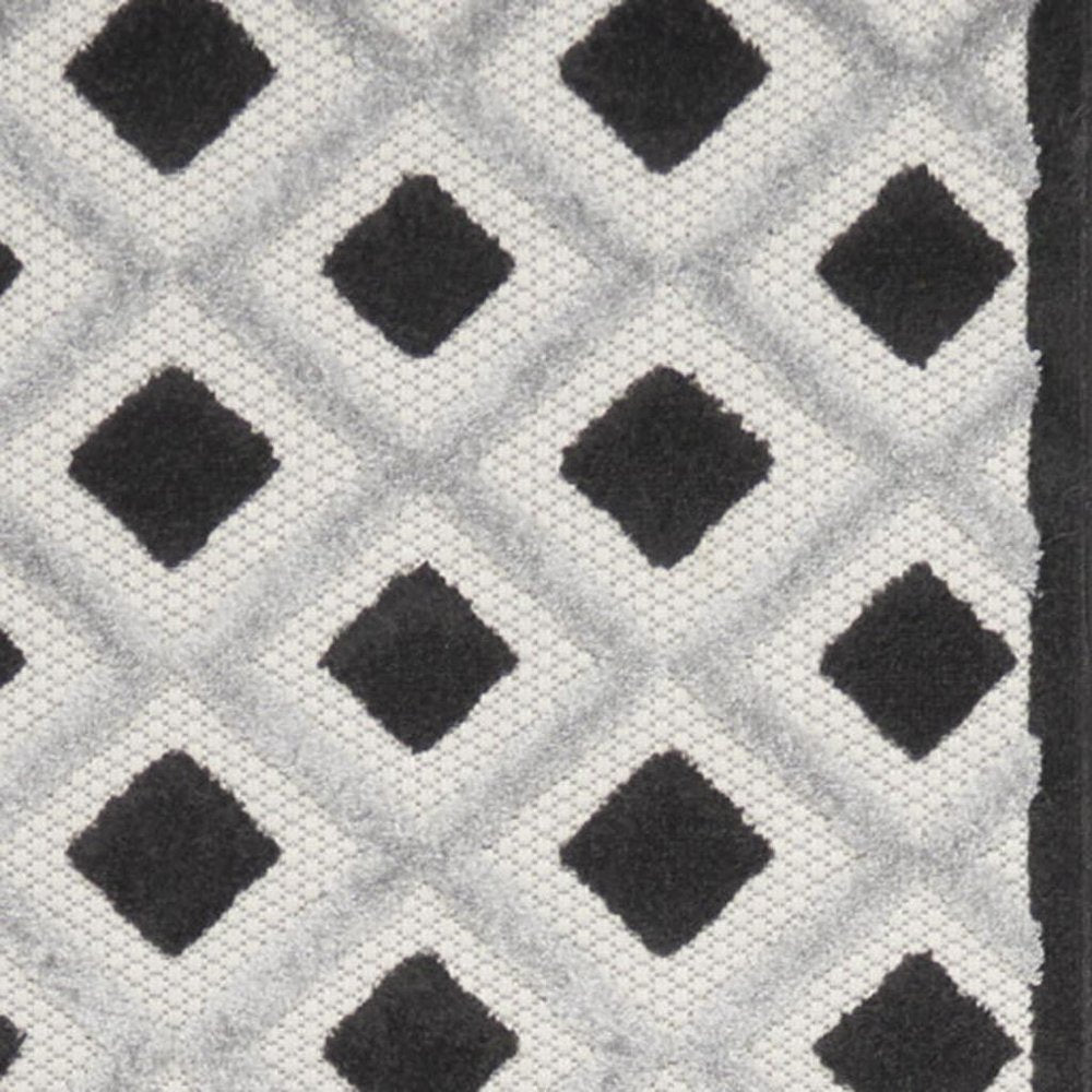 12' Black And White Indoor Outdoor Runner Rug — view 3