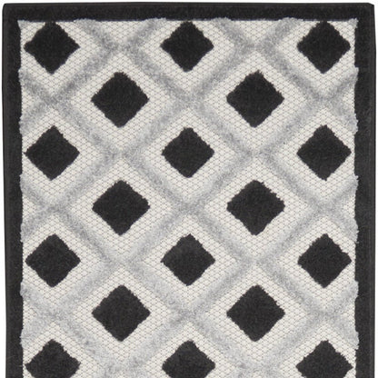 12' Black And White Indoor Outdoor Runner Rug HomeRoots