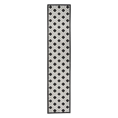 12' Black And White Indoor Outdoor Runner Rug HomeRoots