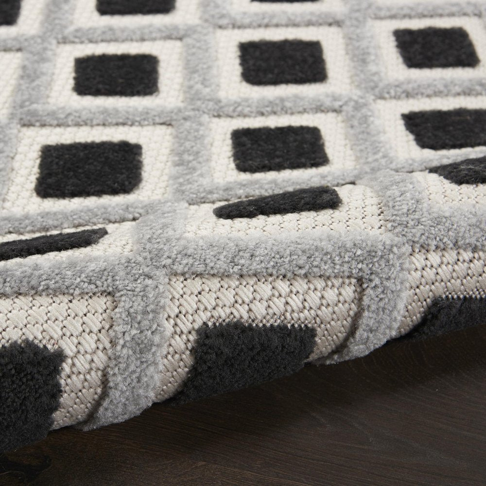 8' Black And White Indoor Outdoor Runner Rug HomeRoots