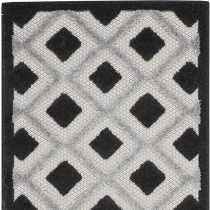 8' Black And White Indoor Outdoor Runner Rug HomeRoots