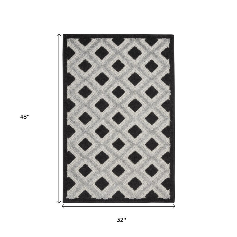 3' X 4' Black And White Indoor Outdoor Area Rug — view 2